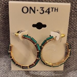 On 34th Green Sparkle Hoop Earrings